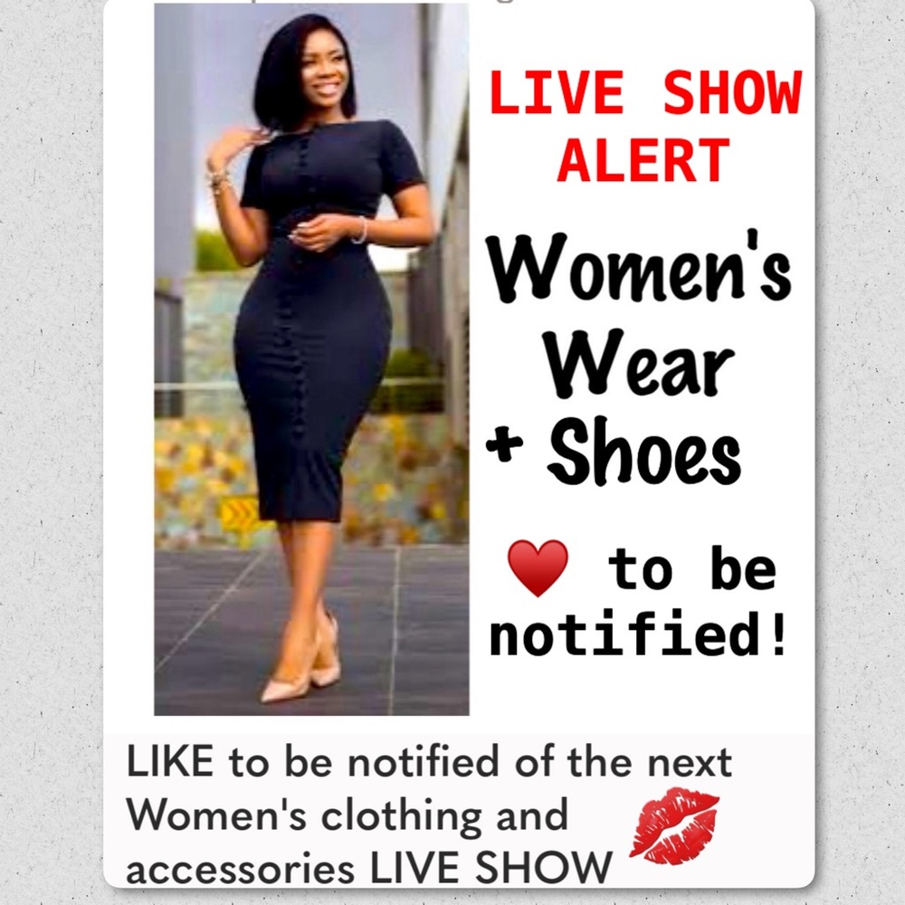 LIKE to be notified of the next Women's clothing, shoes + accessories LIVE SHOW